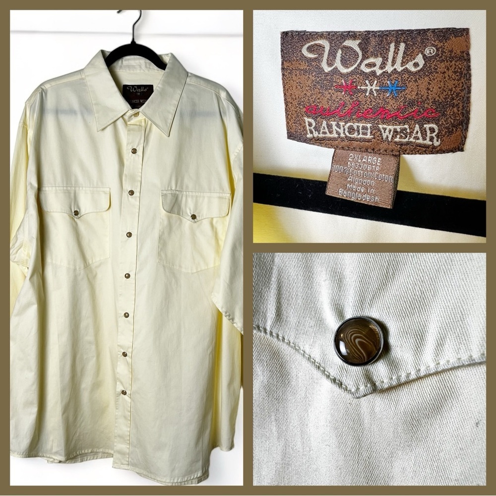 Walls Ranchwear - Yellow Pearl Snap Long Sleeve‎ Button Down - Sz. 2X